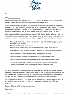New Villa Owner Template Letter - Villas by the Sea Resort, Jekyll Island